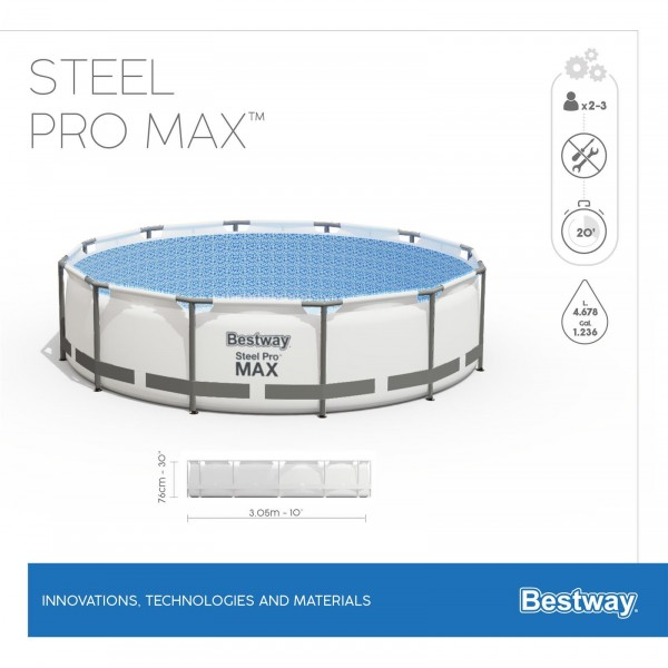 Каркасный бассейн Bestway 56408 BW, Steel Pro Max 305х76см, 4678л, фильтр-насос фото 3
